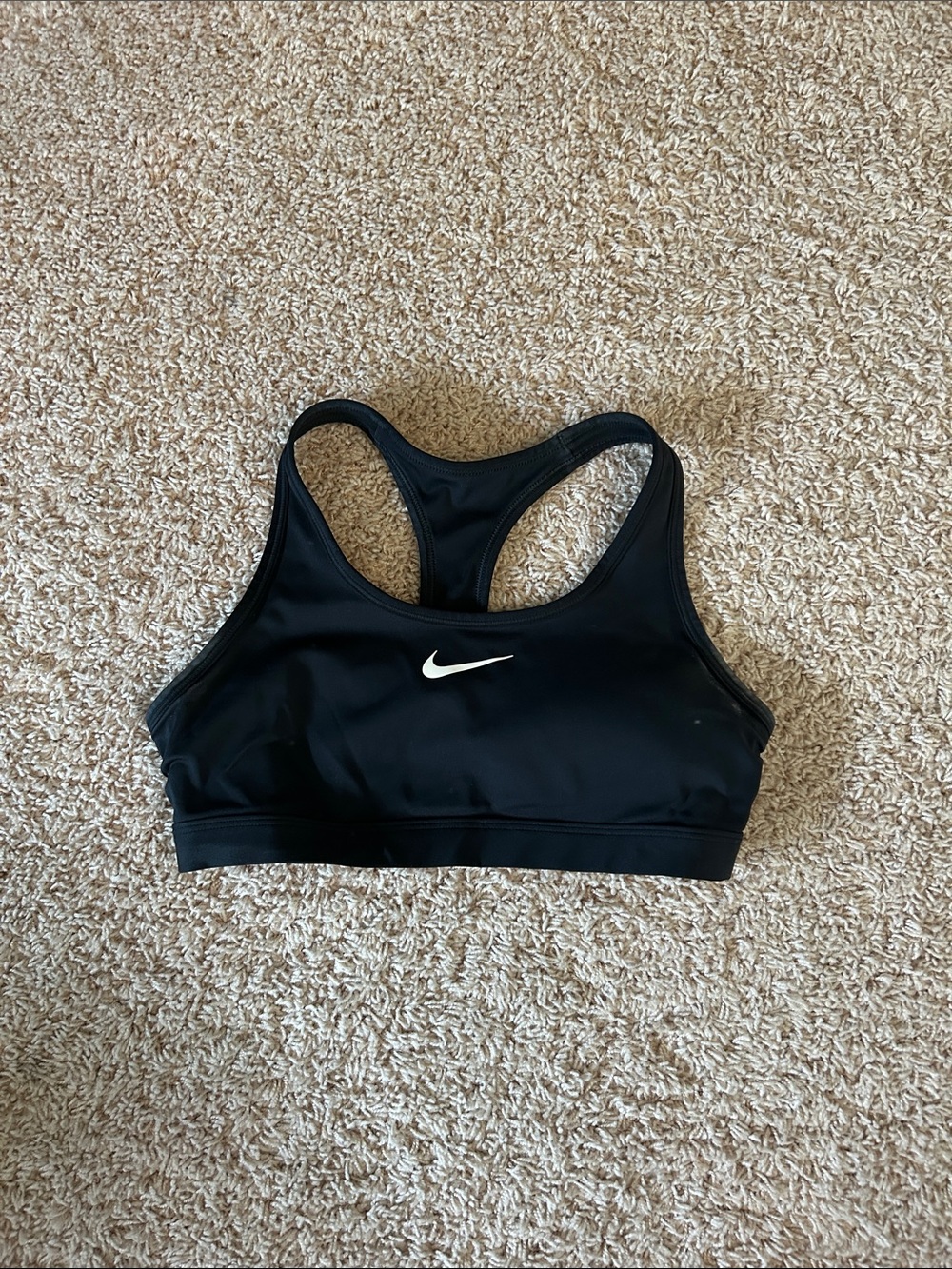 Nike Black Racerback Sports Bra with White Swoosh